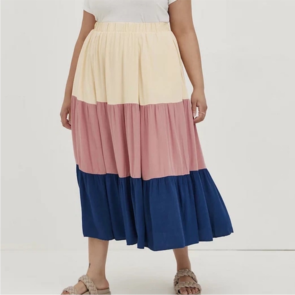 Torrid Color Block Woven Tiered Maxi Skirt 2X NWT 16762824